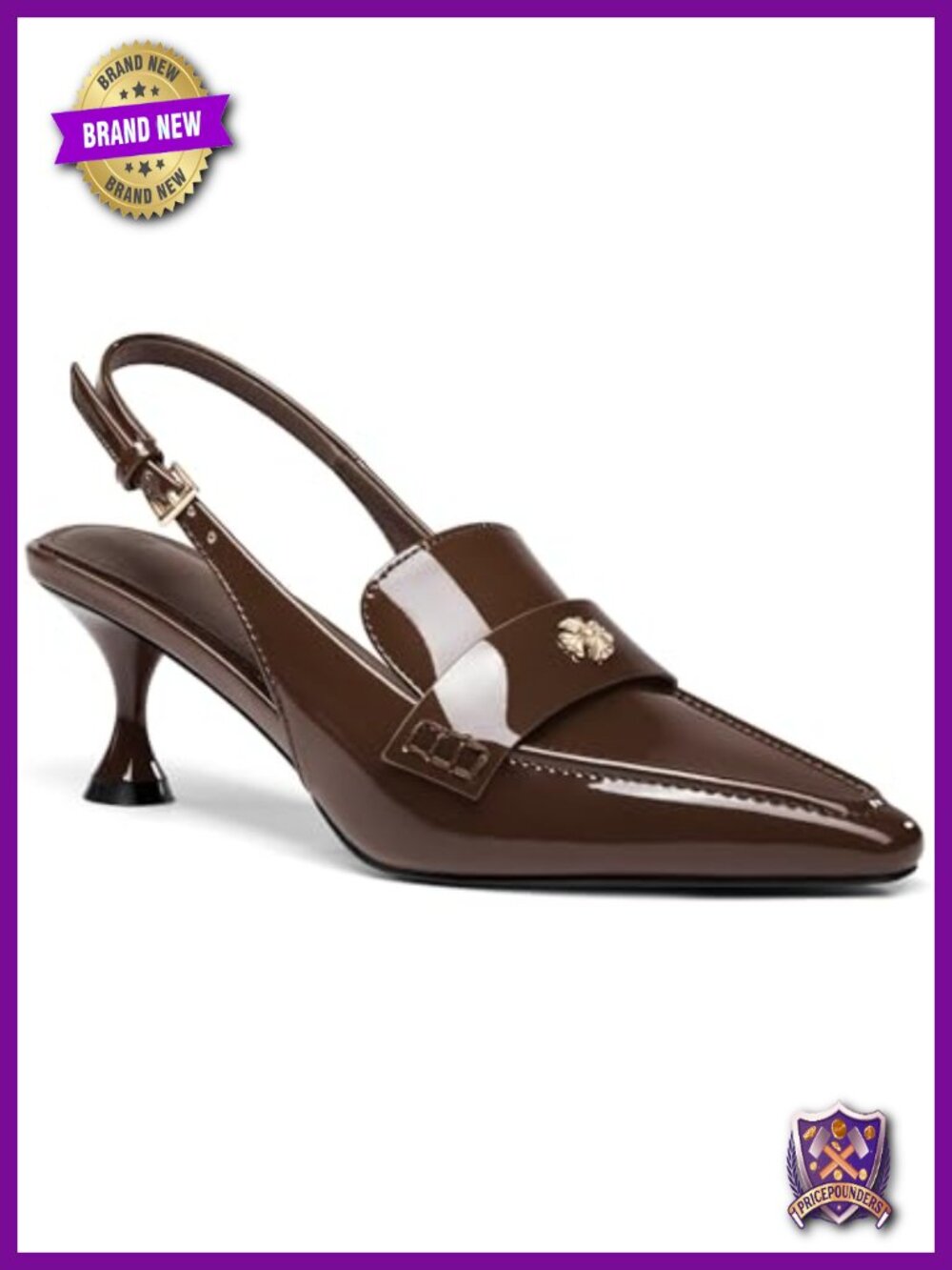 Pointed Toe Slingback Kitten Heel Pumps Ankle Buckle Dress Shoes